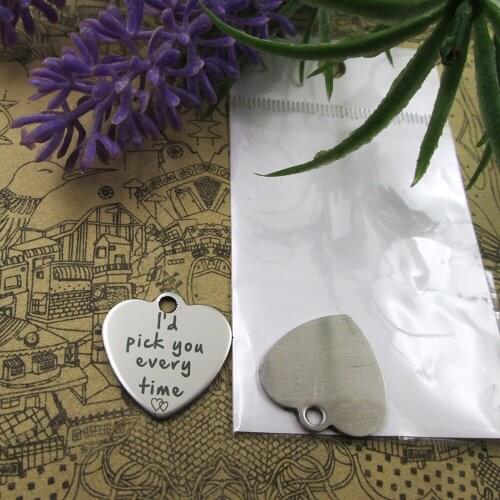 20pcs--"I'd pick you every time"stainless steel charms 5 styles for choosing DIY Charms for necklace bracelets