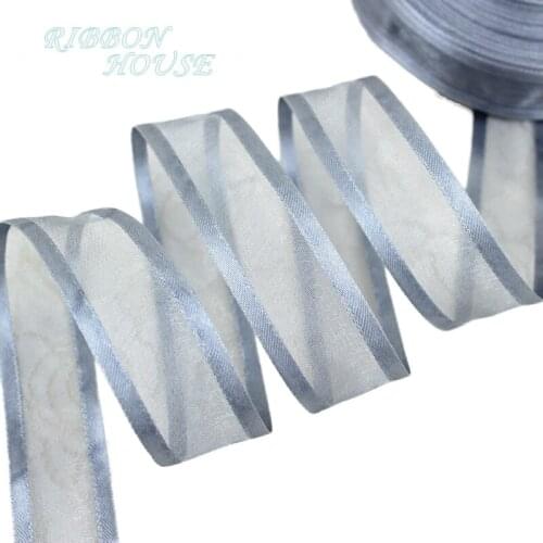 25mm Silver Gray broadside organza ribbons wholesale gift wrapping decoration ribbons