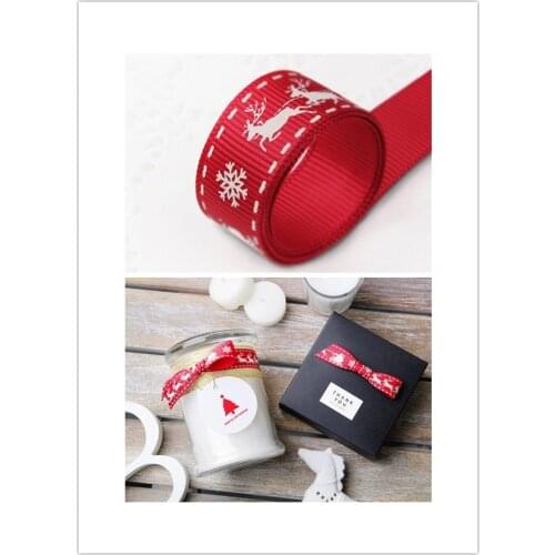 5/8'' 15mm Width 12Yards/lot Single Side Printed Red Grosgrain Ribbon DIY Sewing Christmas Ribbons Gift Wrapping Decoration