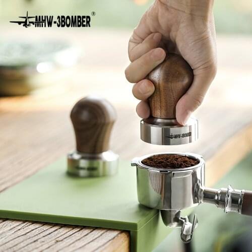 51mm Lovely Coffee Tamper For Delonghi Coffee Machine Durable Walunt Wood Handle Stainless Steel Flat/Thread Base Barista Tool