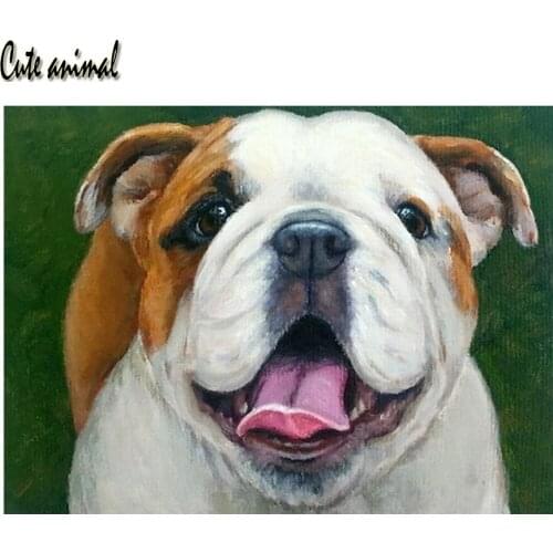 5d round diamond embroidery English Bulldog needlework cross stitch full square resin diamond painting mosaic Cute animal