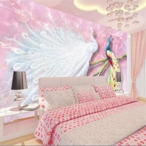 Wellyu Customized large murals, stylish home decoration, romantic peacock jade carving background wallpaper papel de parede