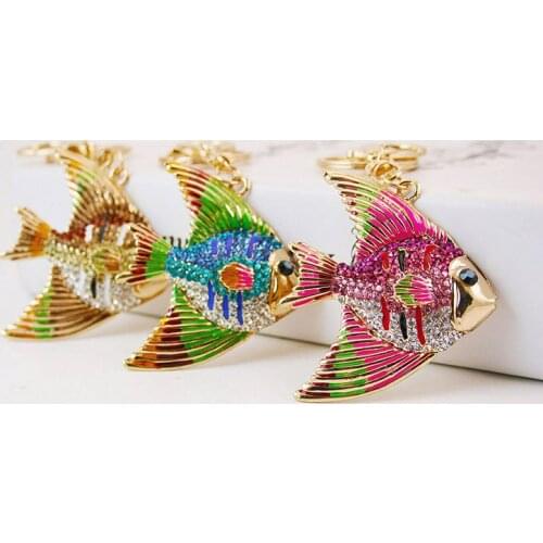 Tropical Fish Crystal Alloy Keychain For Handbag Key Ring Car Key Pendant Key Chains Delicate Birthday Gift For Women