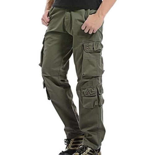 Autumn Winter Thick Pants Men Warm Cargo Pants Casual Fleece Pockets Trousers Fashion Male Loose Baggy Joger