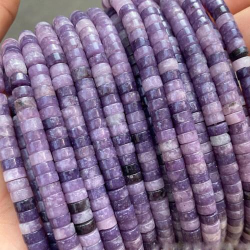 Natural Purple Lepidolite Heishi Rondelle Spacer Beads For Jewelry Making Strand 15 inch DIY Accessorries Beads For Bracelet