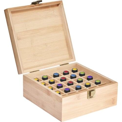 Essential Oil Storage Box Case | Wooden Organizer Holds 25 Bottles Pine Wood Holder Safe For Carrying And Home Storage Display