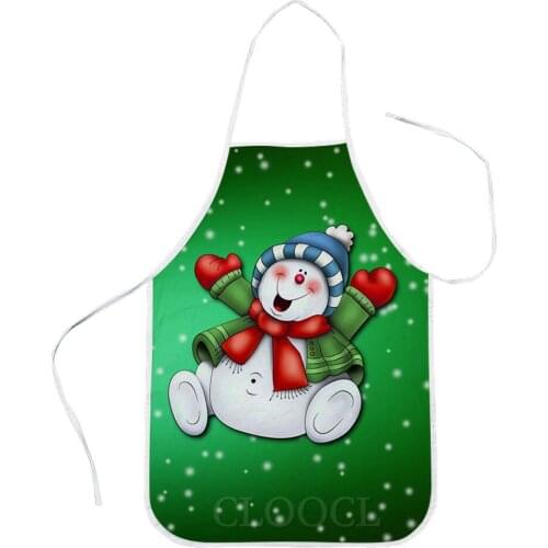 CLOOCL Christmas Kitchen Aprons Christmas Tree Snowman Print Halloween Polyester Lacing Apron Funny Home Textile