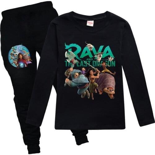 Kids Clothes for Girls Raya and The Last Dragon Sweatshirt T-shirts + Pants Sets Spring Clothing Children Long Sleeve Outfits