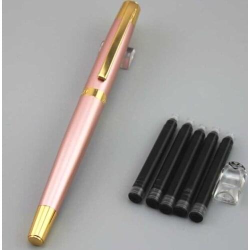 DKW brand fountain pens metal stainless steel pen school office Stationery writing materials business gift with 5pcs ink sac 025