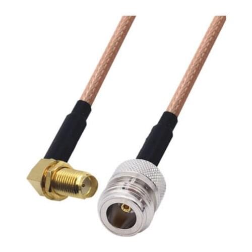 RG400 Cable SMA Female Right Angle to N Female Double Shielded Copper Braid Coax Low Loss Jumper Cable
