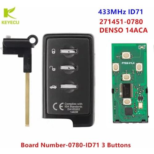 KEYECU smart Remote Key 3button ASK 433MHz for Subaru Forester Impreza Legacy Outback Tribeca XV DAT17-Board Number-0780-ID71