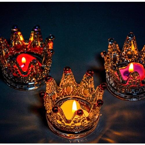 Crown Crystal Candlestick Candle Decoration Cup Crown Glass Candle Cup Home Living Room Table Crystal Glass Candlesticks Nordic