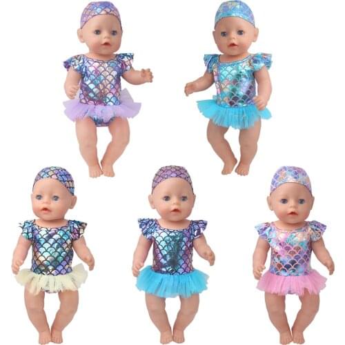 2021 Mermaid Short Swim Suit For 17 Inch Baby Born Dolls 43cm Reborn Baby Doll Clothes