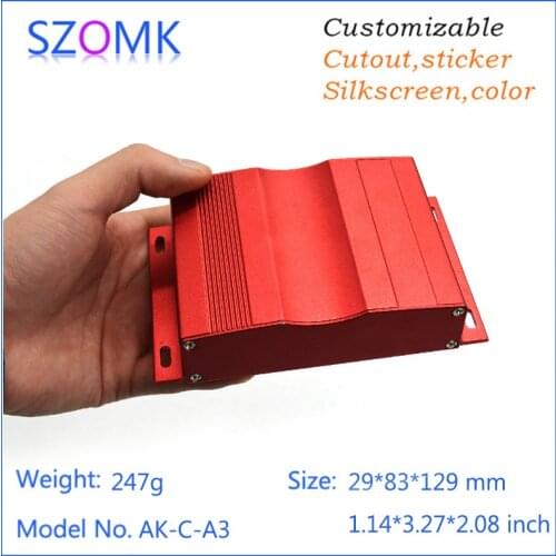 Red Blue Extruded Aluminum Enclosure Electronic Case Housing 28（H）x129（W）x83（L）MM Powder Amplifier Chassis
