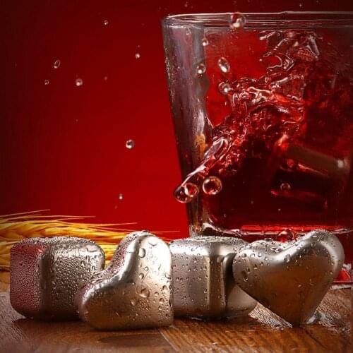 Reusable 304 Stainless Steel Metal Square Quick-Frozen Ice Cubes Keep Freezing Chilling Stones For Whiskey Wine Beer Beverage