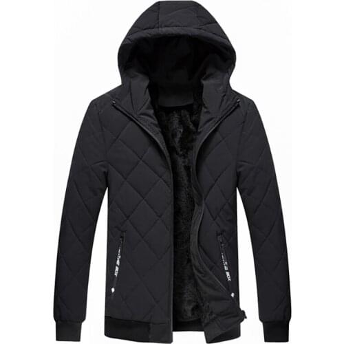 Big Size 2021 Men New Winter Casual Warm Stand Collar Jacket Parkas Coat Men Pure Color Fall Hat Windproof Parkas Coat Men Coat