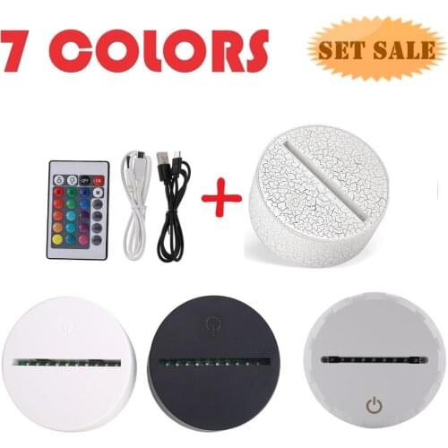 ABS Acrylic 3D LED Lamp Base set Night Light Stand Black Power Adapter USB Cable+Remote Control birthday Gift wholesale new year