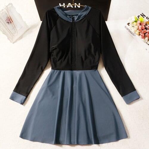 2021 New Women Long Sleeve One Piece Swimwear Padded Bathing Suit Swimming Beachwear Summer Sexy Swimsuit Swim Beach Dress