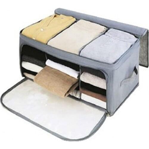 Large Capacity Storage Boxes Home Closet Clothing Organizer Non-woven Fabric Double Lids Cover Storage Baskets Containers