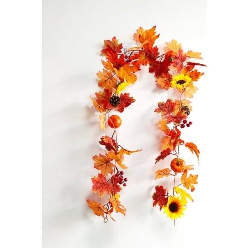 Autumn Artificial Vine Halloween Party Supplies Sunflowers And Pumpkin Flower Garland For Home Decoration Farmhouse Deocr