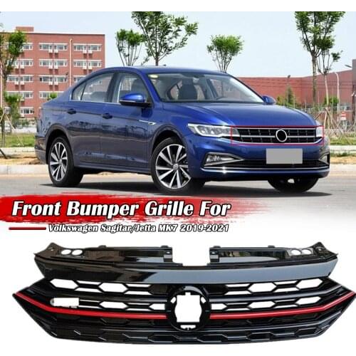 Front Bumper Racing Grille For VW Jetta MK7 / Sagitar 2019 2020 Front Honeycomb Grille GLI Style Glossy Racing Grills