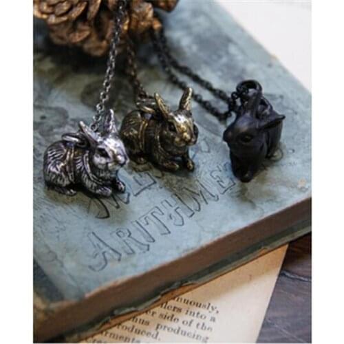 Drop shipping-Retro 3D Rabbit Pendnat Necklace