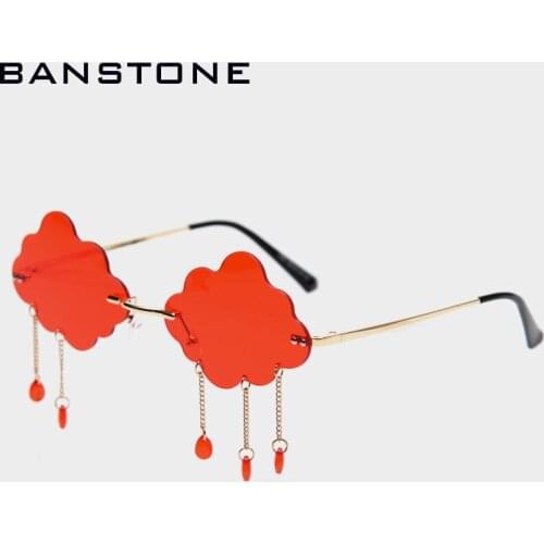 BANSTONE 2020 Rimless Sunglasses Women Vintage Clouds Tassel Steampunk Sunglasses Men Frameless Punk Glasses Shades UV400 Oculos