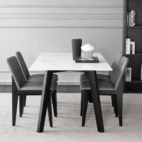 Nordic rock board household small apartment modern minimalist net red ins wind 4 solid wood dining table