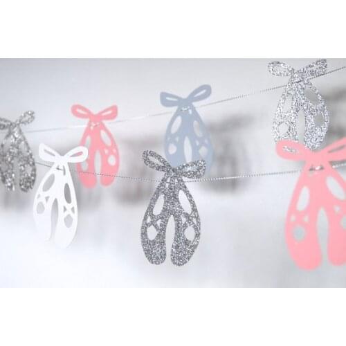 Glitter Ballerina shoes Happy 1st girls Birthday Banners baby shower baptism Party Photo Prop nursing room garlands buntings