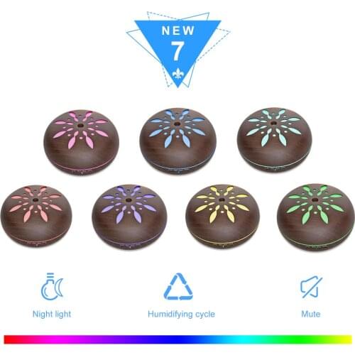 550ml creative petal wood diffuser humidifier Cool Mist 7 Colors LED Aroma Diffusor air purifier