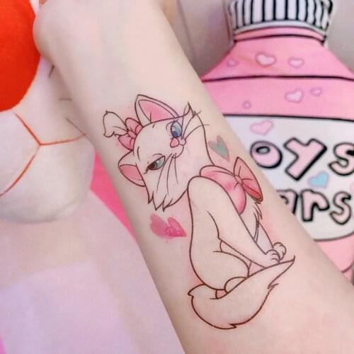 Waterproof Temporary Tattoo Sticker Cute Cat butterfly bow Animal Fake Tatto Flash Tatoo Neck Hand Back Foot Shoulder