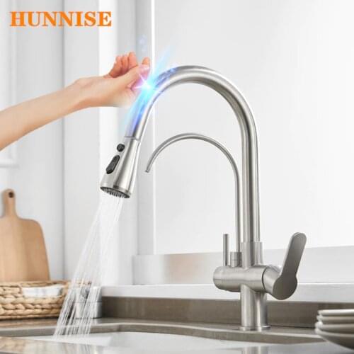 Touch Kitchen Faucet of Pull Out Filter Kitchen Faucets Smart Touch Put Water Faucet Brushed Nickel Sensor Touch Filter Faucets