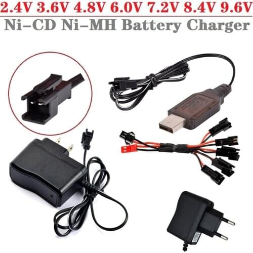 2.4V 3.6V 4.8V 6.0V 7.2V 8.4V 9.6V Charger for NiCD NiMH battery with SM2P SM Plug 4.8v 250maH charger For RC toys Car Boat Guns