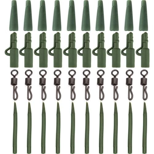 40PCS Carp Fishing Accessories Lead Clip Quick Change Swivel Tail Rubber Anti Tangle Sleeves for Carp Rigs Coarse Fishing Tackle