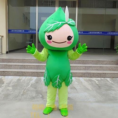Green Flower Peach Prunus Mascot Cosplay Costume Cartoon Character Mascotte Adult Hot Selling Mascot Gift for Halloween Party