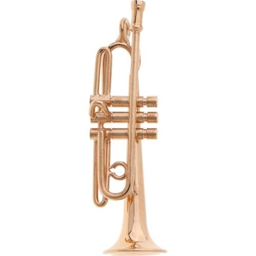 1/12 Scale Mini Golden Metal Trumpet Model Miniature Musical Instrument for Dolls House Decoration Accessory
