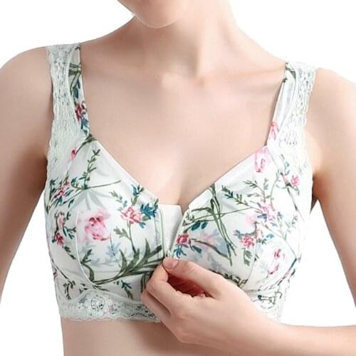 32 34 36 38 40 42 A B C D Smooth Womens Full Covergae Front Closure Underwear Lightly Padded Wire Free Lace Floral Sleep Bra