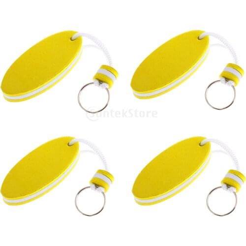 4Pcs Lightweight Yellow Oval Shaped Scuba Diving Floating Keychain Fishing Boat Buoy Key Float for Water Sports Sailing
