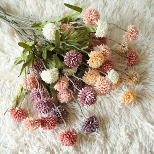 5Pcs Artificial Dandelion Silk Flowers Simulation Plants For Home Decoration Fake Floral Wedding Flower Wall Background Garland