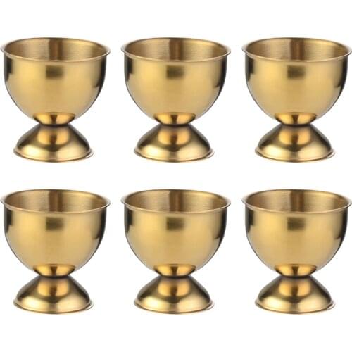 6Pcs Stainless Steel Egg Cups Creative Convenient Egg Holders Egg Stand Cups Boiled Egg Cups Small Beer Wine Cups for Home