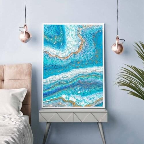 Abstract Colorful Painting Beach Theme Original Wall Art Canvas Prints Acrylic Pour Painting Pictures for Living Room Home Decor