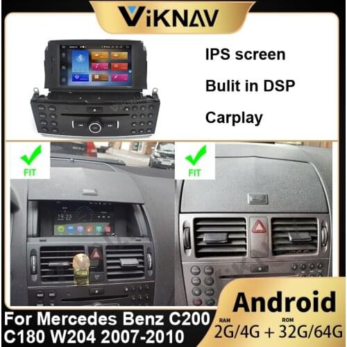 Android car radio video player for Mercedes Benz C200 C180 W204 2007-2010 car audio multimedia player GPS navigation screen