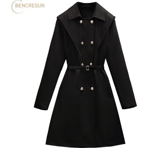 Женские двубортные тренчи Bencresun China At AliExpress