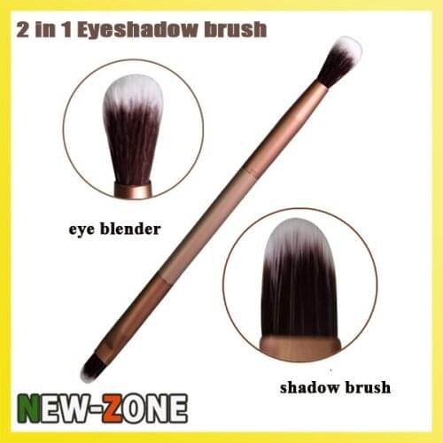 Noble Golden Color 2 in 1 eye shadow brush blender super fine soft contour makeup eyes brush multi function Cosmetic tool