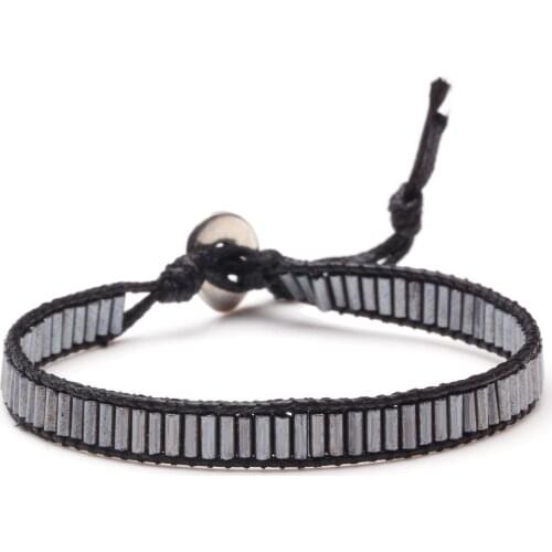 Bohemian Miyuki Glass Seed Bead Single Wrap Bracelet Boho Red Purple Black Green Orange Waxed String Button Surf Jewelry Present