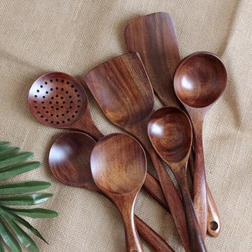 Wooden Cooking Utensil Non Stick Slotted Spoon Cooking Dinner Food Shovel Spatula Spoon Ladle Food Kitchen Tools