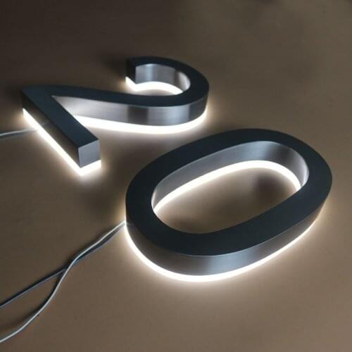 Affordable price brushed chrome house numbers back-lighted led door numbers luminous decorative signage multi color
