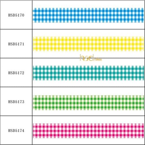 HSDRibbon classic style 3" 75mm heat transfer printed Grid Pattern Grosgrain Ribbon 50Yards/Roll