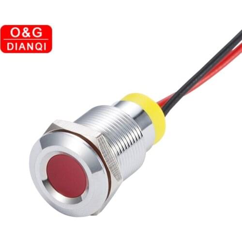 IP66 Waterproof One Color Flashing LED Metal Warning Indicator Light 12mm Pilot Signal Lamp 3V 6V 12V 24V 36V DC with Wire