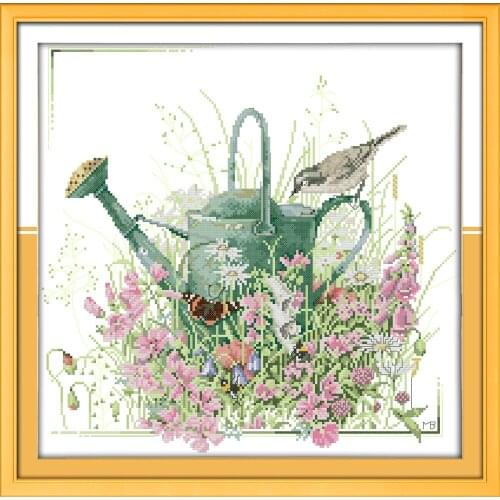 Joy Sunday Gardening Chinese Cross Stitch Kits Ecological Cotton Stamped Printed 14CT 11CT DIY Gift Wedding Decoration For Home